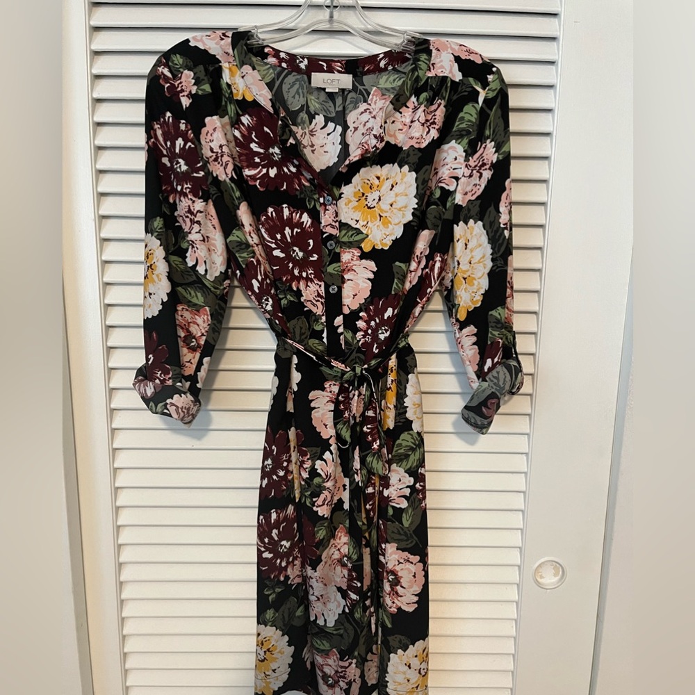 LOFT floral shirt dress
